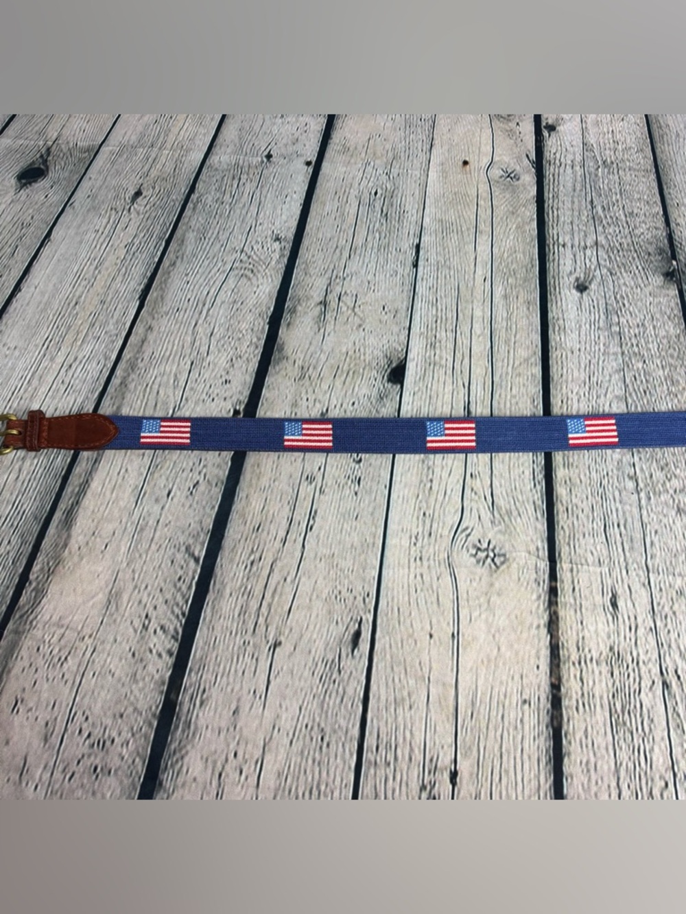 Smathers & Branson Men's Leather Belt American Flag Hand-Stitched Needlepoint 40 - Picture 5 of 12